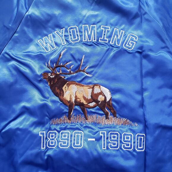 Vintage 90s Wyoming Elk Club 1990 Size S-M Mens Lightweight Royal Blue Jacket - Picture 2 of 9